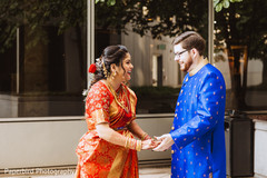 Heartwarming Indian bride and groom's first look. Heartwarming Indian bride and groom's first look.