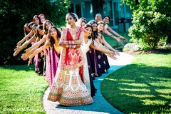 Maharani and bridesmaids having fun in photo shoot. Maharani and bridesmaids having fun in photo shoot.