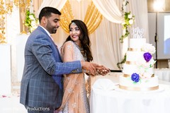 Lovely Indian couple cutting the delicious wedding cake. Lovely Indian couple cutting the delicious wedding cake.
