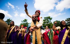 Indian groom enjoying baraat Indian groom enjoying baraat