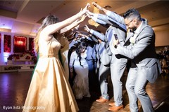 Indian bride and groom entrance with bridesmaids and groomsmen. Indian bride and groom entrance with bridesmaids and groomsmen.