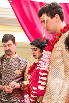 Varmala ceremony garland exchange ritual. Varmala ceremony garland exchange ritual.