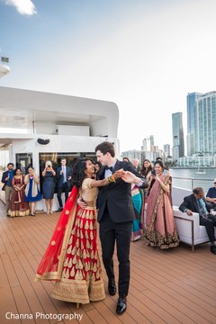 Indian bride and groom magical first dance scene. Indian bride and groom magical first dance scene.