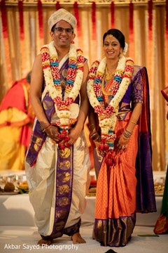 Indian bride and groom in traditional wedding dress Indian bride and groom in traditional wedding dress