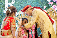 Indian groom offers her lifelong protection with the sacred necklace Indian groom offers her lifelong protection with the sacred necklace