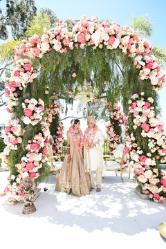 Sweet shot of bride and groom during their vows. Sweet shot of bride and groom during their vows.