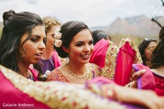 Indian bride with bridesmaids joyful moment. Indian bride with bridesmaids joyful moment.