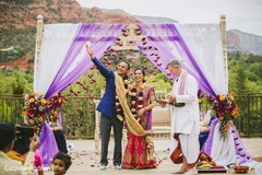Gorgeous Indian bride and groom during their ceremony celebration. Gorgeous Indian bride and groom during their ceremony celebration.
