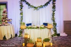 Delightful Indian couple's reception table decor. Delightful Indian couple's reception table decor.