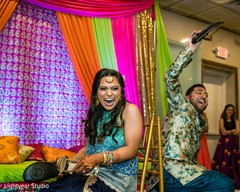 Joyful indian couple during pre-wedding ceremony Joyful indian couple during pre-wedding ceremony