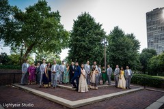 Indian bride and groom with bridesmaids and groomsmen wedding portrait Indian bride and groom with bridesmaids and groomsmen wedding portrait