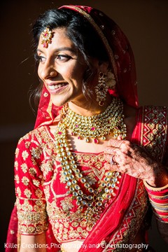 Elegant Indian bride on her ceremony outfit. Elegant Indian bride on her ceremony outfit.