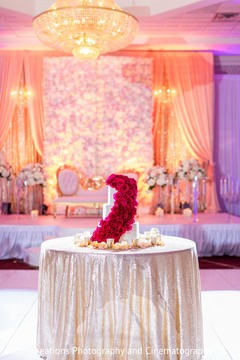 Elegant Indian wedding cake table decor. Elegant Indian wedding cake table decor.