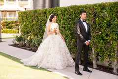 Bride and groom about to meet. Bride and groom about to meet.