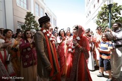 Lovely indian bride receiving groom from baraat Lovely indian bride receiving groom from baraat