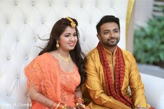 Dazzling bride and groom getting ready for Haldi ceremony Dazzling bride and groom getting ready for Haldi ceremony