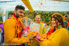 Indian bride and groom at haldi rituals. Indian bride and groom at haldi rituals.