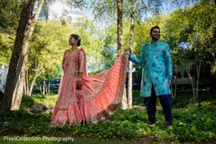 Elegant indian bride and groom sangeet outfit Elegant indian bride and groom sangeet outfit