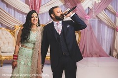 Indian couple during their reception speech. Indian couple during their reception speech.