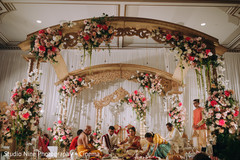 Gorgeous indian couple at their wedding stage Gorgeous indian couple at their wedding stage