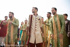 Indian groom with groomsmen during baraat. Indian groom with groomsmen during baraat.