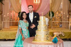 Lovely capture Indian bride and groom cutting cake together. Lovely capture Indian bride and groom cutting cake together.
