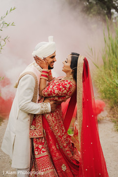 Indian bride and groom having a romantic moment. Indian bride and groom having a romantic moment.