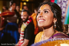 Maharani with turmeric paste on her forehead. Maharani with turmeric paste on her forehead.