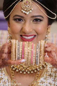 Indian bride showing her ceremony bangles. Indian bride showing her ceremony bangles.