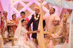 Indian bride and groom about to start the wedding ceremony. Indian bride and groom about to start the wedding ceremony.