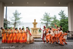 Indian couple with bridesmaids and groomsmen outdoors. Indian couple with bridesmaids and groomsmen outdoors.