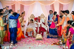 Indian newlyweds with special guests after the nuptials. Indian newlyweds with special guests after the nuptials.