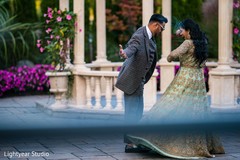 Maharani wearing the reception light teal gown during pictures. Maharani wearing the reception light teal gown during pictures.