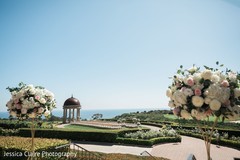Indian wedding ceremony venue decoration.