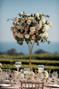 Indian wedding table floral and crystal centerpiece. Indian wedding table floral and crystal centerpiece.