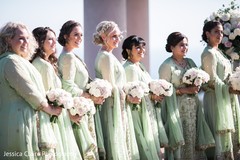 Indian bridesmaids on Indian wedding ceremony outfits. Indian bridesmaids on Indian wedding ceremony outfits.