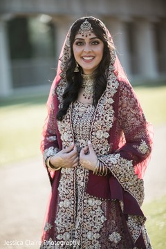 Golden and burgundy Indian bridal ceremony outfit. Golden and burgundy Indian bridal ceremony outfit.