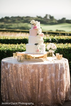 Golden Indian wedding cake table. Golden Indian wedding cake table.
