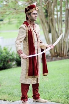 Indian groom waiting for bride outdoors. Indian groom waiting for bride outdoors.
