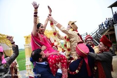 Indian groom putting flower garland to bride. Indian groom putting flower garland to bride.