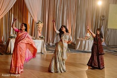 Maharani with relatives performing a choreography at reception. Maharani with relatives performing a choreography at reception.