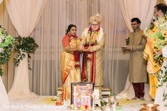 Indian bride and groom during the heartfelt ceremony. Indian bride and groom during the heartfelt ceremony.