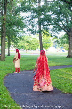 Indian bride walking towards his Indian groom. Indian bride walking towards his Indian groom.