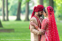 Indian groom with red turban close to his Maharani. Indian groom with red turban close to his Maharani.