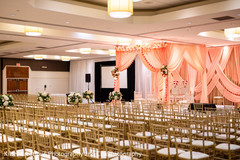 Hindu wedding stage ready for he ceremony. Hindu wedding stage ready for he ceremony.
