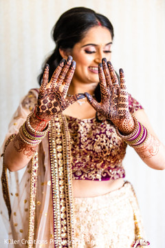Maharani showing some mehndi art on her hands. Maharani showing some mehndi art on her hands.