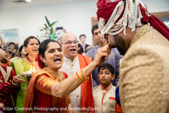 Indian groom being received by relatives after baraat. Indian groom being received by relatives after baraat.