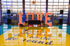 Indian Haldi party Yellow monogrammed dance floor decoration. Indian Haldi party Yellow monogrammed dance floor decoration.