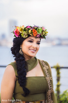 Tropical flowers garland for Indian brides hairstyle. Tropical flowers garland for Indian brides hairstyle.