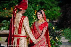 Indian bride and groom meeting prior to the ceremony. Indian bride and groom meeting prior to the ceremony.